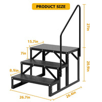 Escalier Garvee à 3 marches pour camping-car avec rampe, capacité de charge de 300 kg, en aluminium, robuste et portable pour caravanes et usage extérieur.
