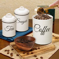 Garvee boîtes de rangement avec couvercles, lot de 3, boîtes métalliques blanches de 1,5 l, hermétiques et empilables, idéales pour le café, le thé et le sucre
