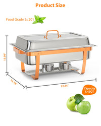 Garvee Lot de 2 plateaux chauffants pour buffet, 8 L, en acier inoxydable, avec couvercle et accessoires, couleur or rose, pour réceptions et banquets.