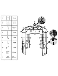 Arche de jardin Garvee Birdcage, 2,7 m, en acier résistant aux intempéries, support pour plantes grimpantes, pergola en métal noir pour mariage, jardin ou terrasse.