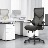 Garvee Chaise De Bureau Ergonomique Noire Avec Dossier En Filet En Forme De Poisson, Accoudoirs Réglables, Base Métallique Stable