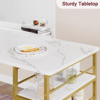 Garvee Table de bar + 2 tabourets hauts rembourrés, 3 étagères, métal/marbre doré, velours gris, 91,4x50x91,4 cm. Idéal pour appartement ou cuisine.