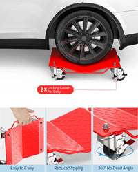 Ensemble de chariots pour roues de voiture Garvee, 2 pièces, capacité de charge de 1360 kg, plateforme en V, acier, 4 roulettes pivotantes, pour voitures et motos