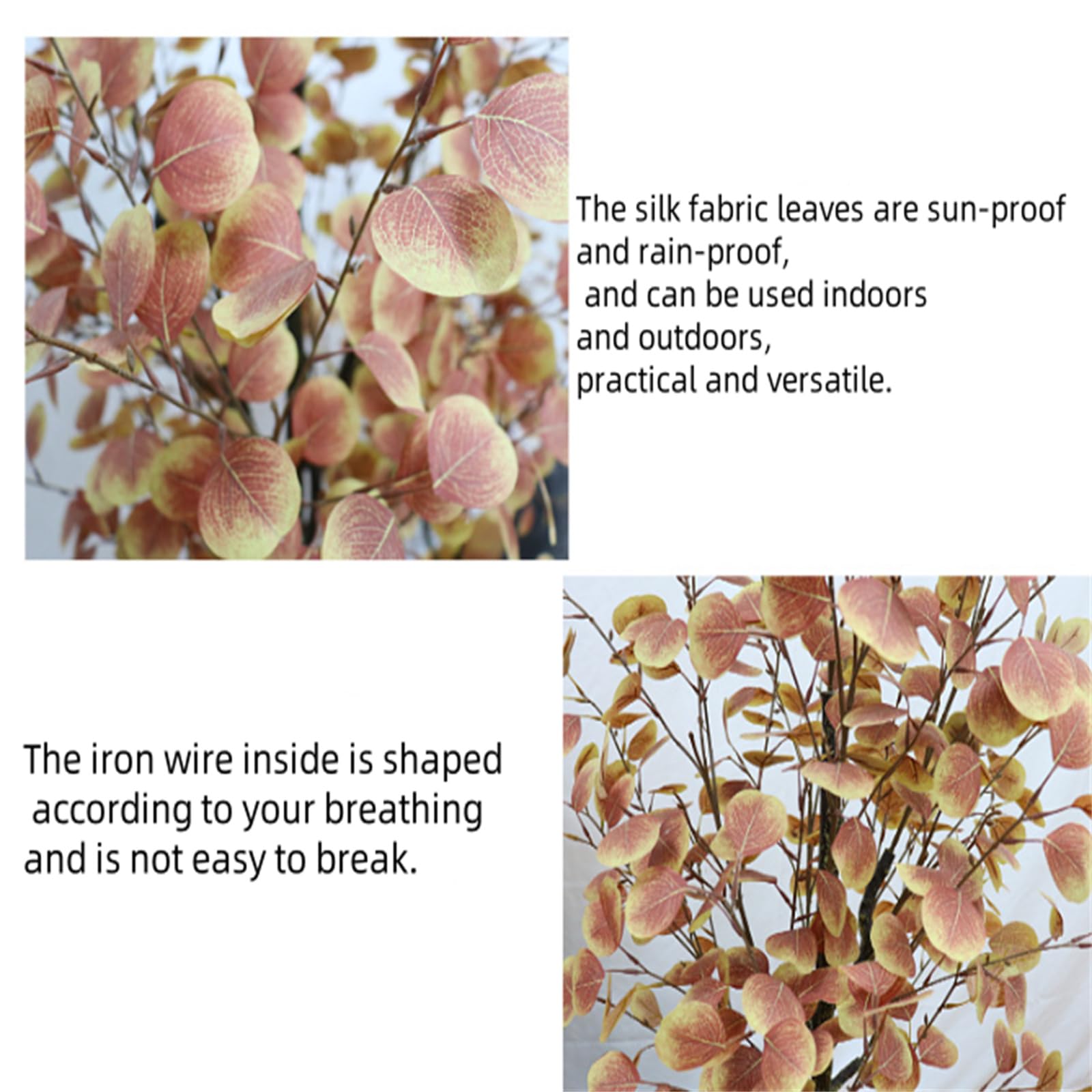 Eucalyptus artificiel Garvee de 1,8 m avec feuilles en soie, idéal pour le salon et l'extérieur, pot en plastique, feuillage d'automne, aspect réaliste, facile d'entretien.