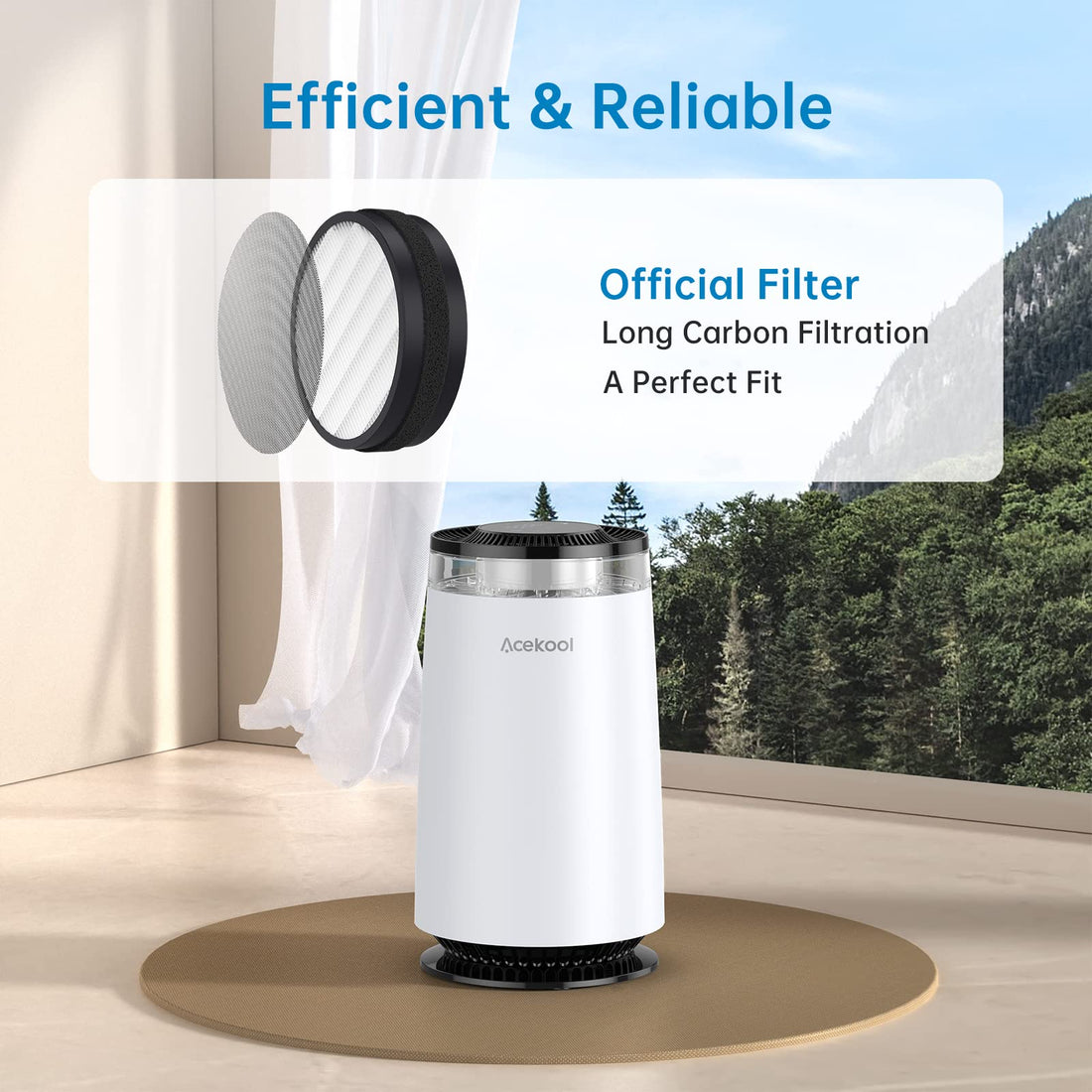 Filtre de rechange Garvee pour purificateur d'air H13 True HEPA à charbon actif, filtration en 4 étapes, blanc, pour usage domestique, remplacement facile
