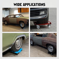 Garvee Lot de 4 Chariots de Déplacement Auto 2 722 kg, 680 kg par Unité, Acier Renforcé, Roues 360° avec Freins, Surface Antidérapante 4 mm, Noir