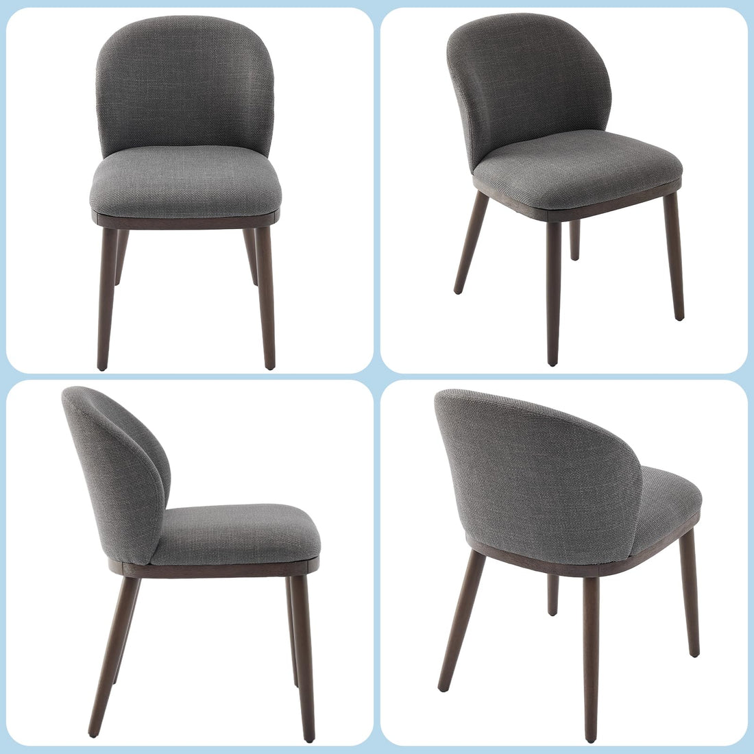 Ensemble de 2 chaises de salle à manger Garvee, revêtement moderne, dossier ergonomique, pieds en bois, capacité de charge de 120 kg, gain de place, pour cuisine et restaurant, gris