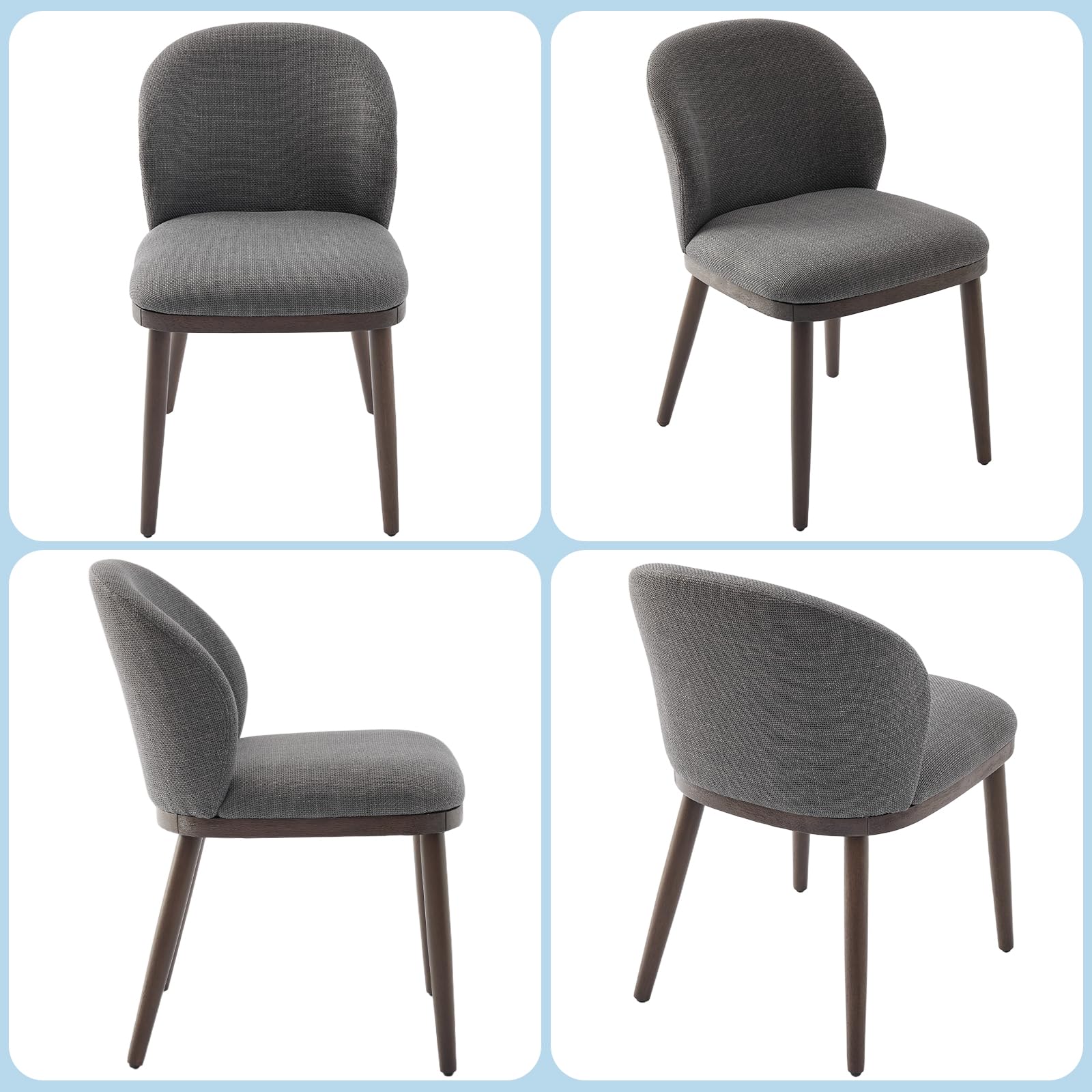 Ensemble de 2 chaises de salle à manger Garvee, revêtement moderne, dossier ergonomique, pieds en bois, capacité de charge de 120 kg, gain de place, pour cuisine et restaurant, gris