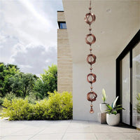 Carillon éolien en métal Garvee Rain Chain Bell Goot 108 cm, décoration de gouttière et de jardin, style rétro argenté