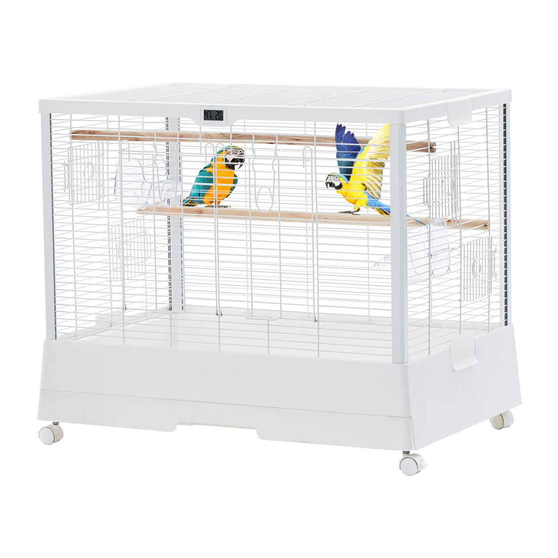 Cage à oiseaux Garvee 71 cm (28 pouces) avec thermo-hygromètre, plateau amovible et structure métallique robuste, idéale pour les perruches et les perroquets, à la maison comme en voyage.