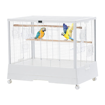 Cage à oiseaux Garvee 71 cm (28 pouces) avec thermo-hygromètre, plateau amovible et structure métallique robuste, idéale pour les perruches et les perroquets, à la maison comme en voyage.