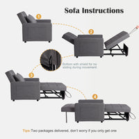 Canapé-lit/fauteuil convertible 3 en 1 Garvee, revêtement en lin, gain de place, 192 x 96 x 59 cm, gris