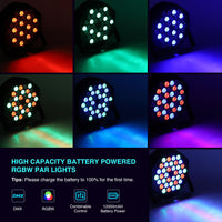 Garvee projecteurs de scène LED RGB rechargeables, 36 LED, 7 modes, télécommande, contrôle DMX, polyvalents pour DJ, discothèque, fêtes, bars, Halloween, Noël