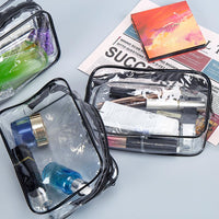 Garvee Ensemble de 18 trousses de maquillage transparentes, imperméables et zippées, idéales pour les voyages, Noir