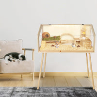 Garvee Cage pour hamsters avec pieds, grand enclos, fenêtre en acrylique anti-morsure, dessus ouvert, facile à nettoyer