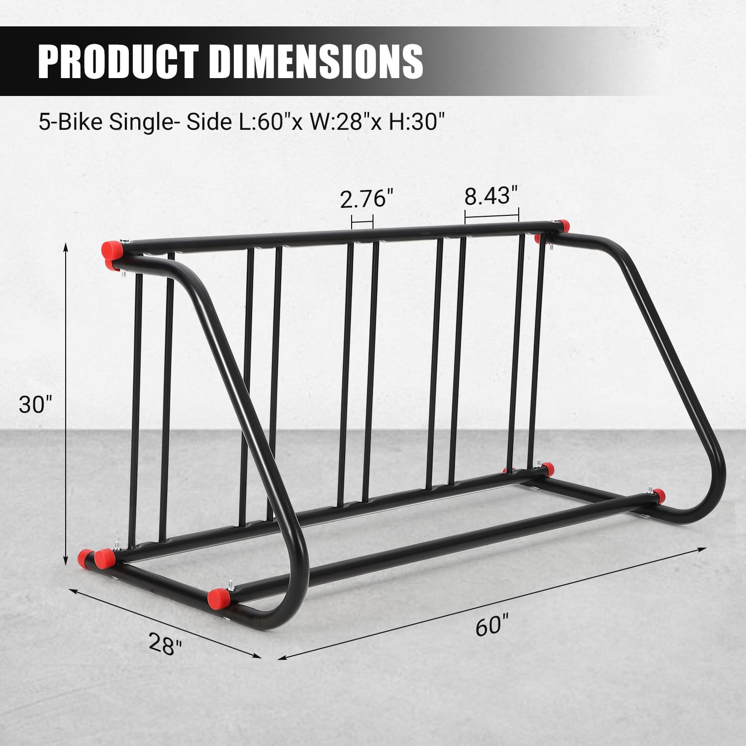 Support de vélo de sol Garvee pour 5 vélos, en métal résistant à la rouille, pour l'intérieur et l'extérieur, idéal pour les garages et les écoles, 100 % acier, gain de place.