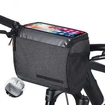 Sacoche de cadre avant de vélo multifonctionnelle étanche Garvee Fietsstuurtas 4,5 L pour VTT et randonnées en plein air, noire