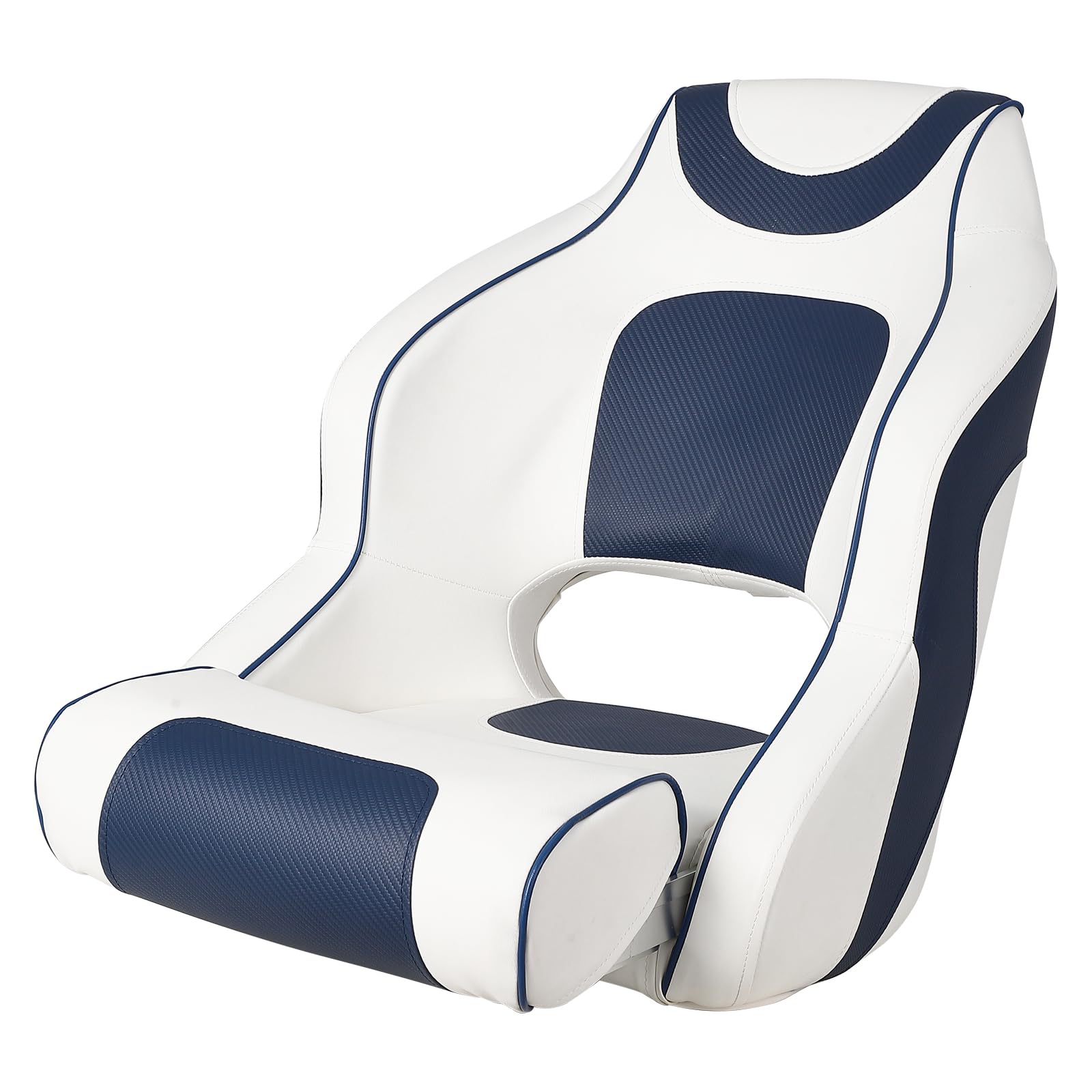 Siège de bateau haut Garvee avec accoudoirs, coussin relevable pliable pour bateaux de pêche et pontons, ergonomique, résistant aux intempéries, charnières en aluminium, antirouille