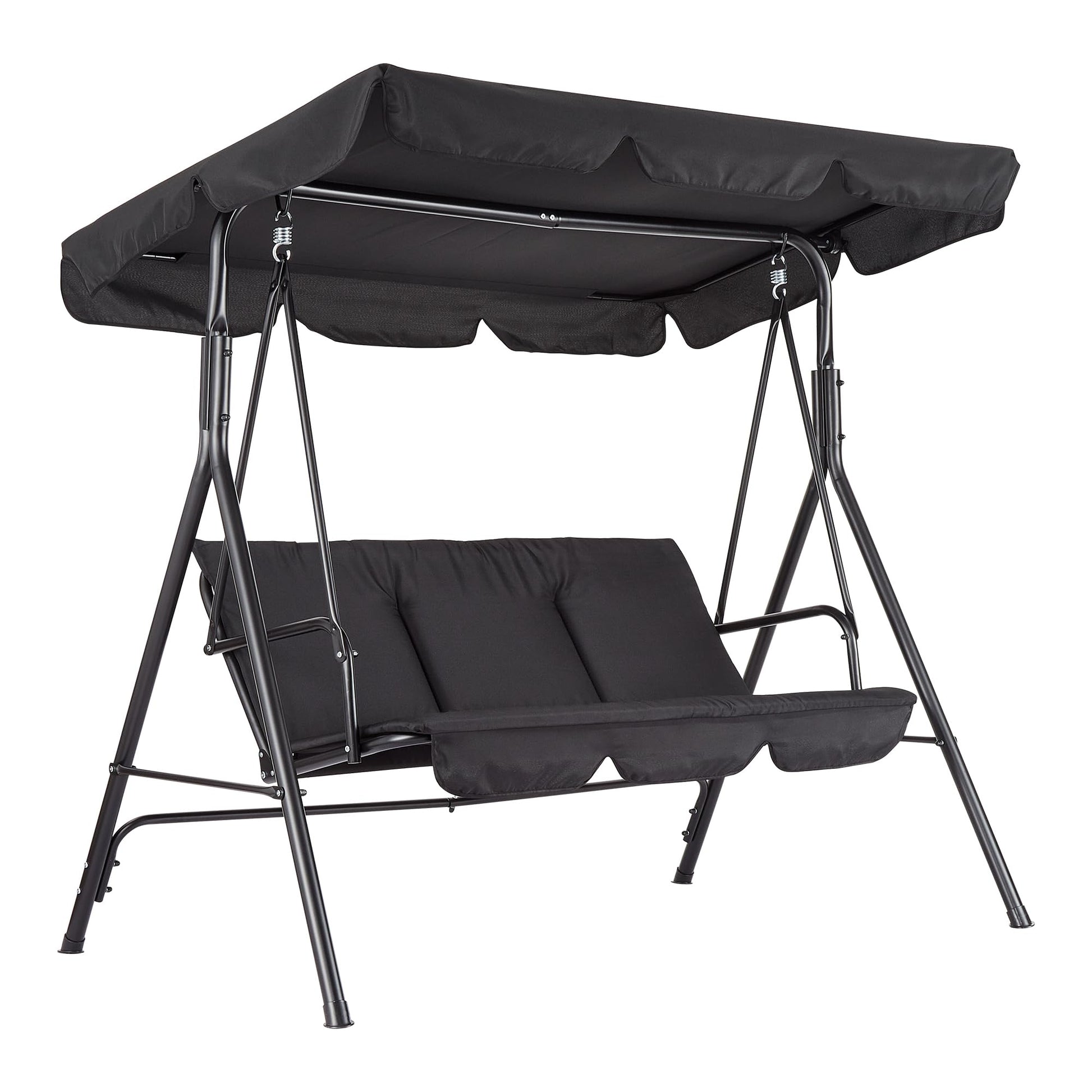 Balancelle d'extérieur Garvee, 3 places, avec auvent réglable anti-UV, coussins épais, structure en acier, résistante aux intempéries, pour jardin, terrasse, balcon
