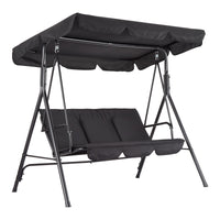 Balancelle d'extérieur Garvee, 3 places, avec auvent réglable anti-UV, coussins épais, structure en acier, résistante aux intempéries, pour jardin, terrasse, balcon