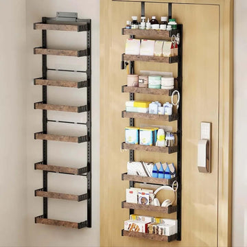 Étagère suspendue Garvee à 8 niveaux, à fixer au-dessus d'une porte, avec système de fixation 2 en 1, paniers réglables de 4,5 cm, en métal, idéale pour la cuisine et le garde-manger, gain de place et polyvalente.