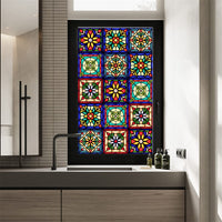 Film adhésif rétro coloré Garvee à motif floral, électrostatique, 45 x 100 cm, translucide, pour salon et bureau.