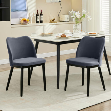 Ensemble de 2 chaises de salle à manger Garvee, revêtement en velours, ergonomiques, pieds en bois résistant aux rayures, cuisine, café, neutre