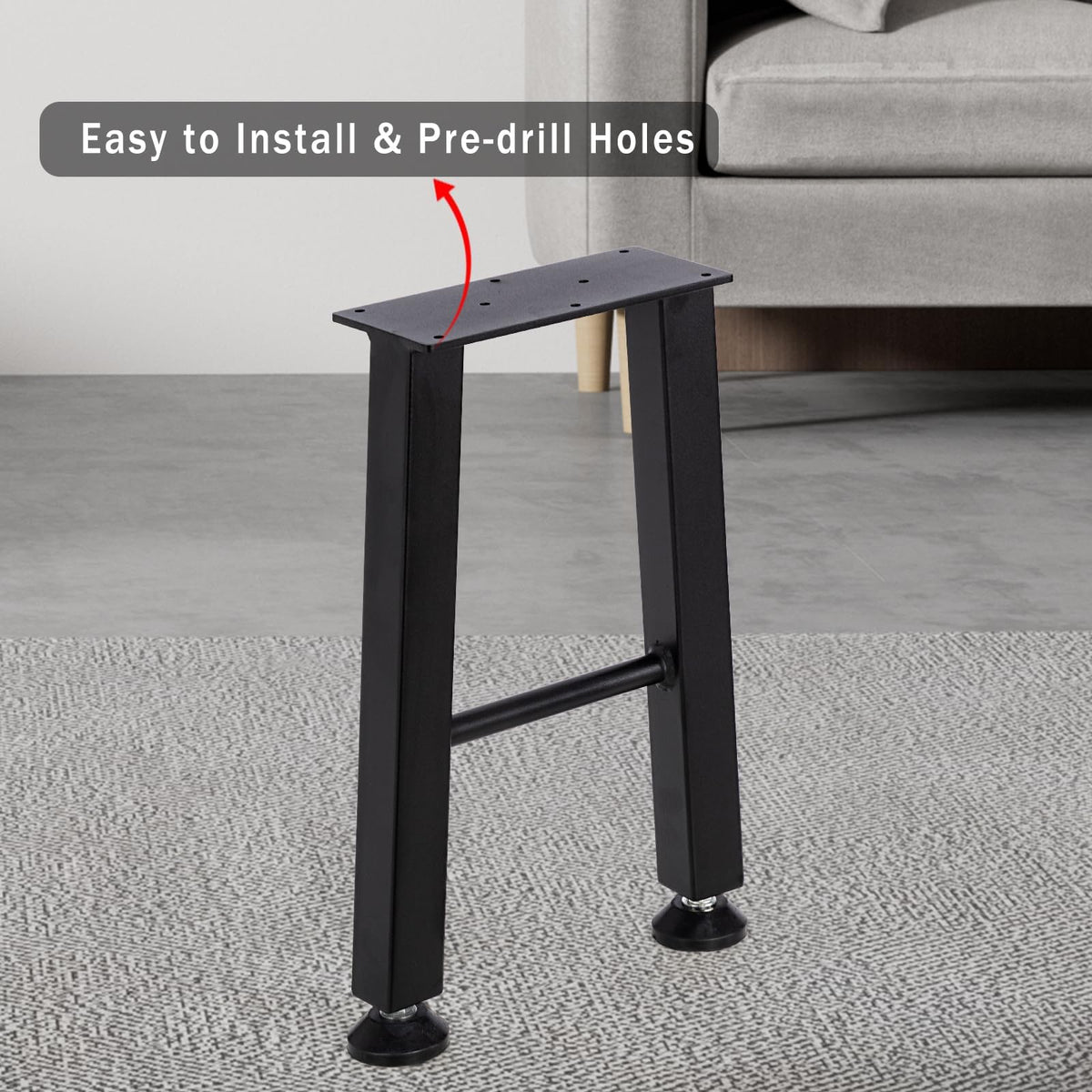 Garvee Pieds de table en métal en forme de x, 71 cm, noirs, robustes, pour meubles à monter soi-même, charge maximale 400 kg, patins réglables, 71 × 61 cm, lot de 2