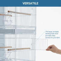 Cage à oiseaux extra large Garvee 168 cm de haut avec fond amovible et toit imperméable pour conure, perroquet, perruche ondulée, design coloré, intérieur et extérieur