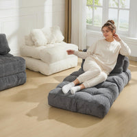 Canapé-lit pliant 3 en 1 Garvee avec coussins, soutien lombaire ergonomique, confort en mousse déchiquetée, tissu velours côtelé, gris, une place, pour salon et chambre