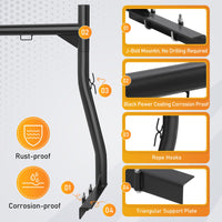 Porte-échelle Garvee réglable en acier robuste pour camionnettes, capacité de 363 kg (800 lb), extensible sans perçage, noir, pour le transport extérieur.