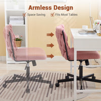 Garvee chaise de bureau criss cross à roulettes, assise large, sans accoudoirs, pivotante, structure en métal, rose, idéale pour le bureau à domicile et la coiffeuse, 66 cm, confortable