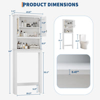 Meuble de rangement Garvee à suspendre au-dessus des toilettes, portes en rotin, étagère réglable, bois, blanc, pour salle de bain et buanderie