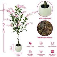 Jasmin artificiel Garvee, grand modèle, en pot blanc, rose, idéal pour la maison, le salon, la chambre, le bureau ou le jardin.