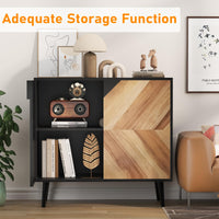 Buffet moderne autoportant Garvee avec portes, aspect bois, noyer noir, 80 cm (31,5 pouces), idéal pour salle à manger ou entrée.