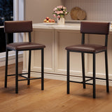 Ensemble de 2 tabourets de bar Garvee, revêtement en cuir PU, ergonomiques et stables, structure en MDF et acier, repose-pieds, marron foncé, pour salle à manger et cuisine. - brun