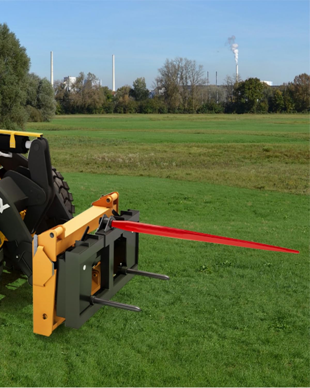 Fourche à foin Garvee 49" (124 cm) avec capacité de 2 041 kg (4 500 lb), pointe à dégagement rapide, acier à ressort, protection anticorrosion pour tracteurs et chargeuses, rouge