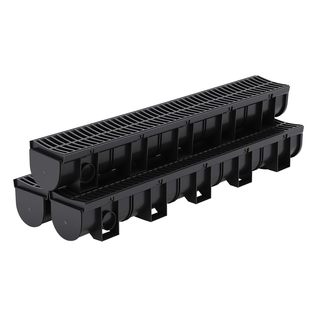 Système de caniveau Garvee en plastique PEHD, capacité de charge A125, grille en plastique, ensemble de 3 pièces pour jardin et terrasse