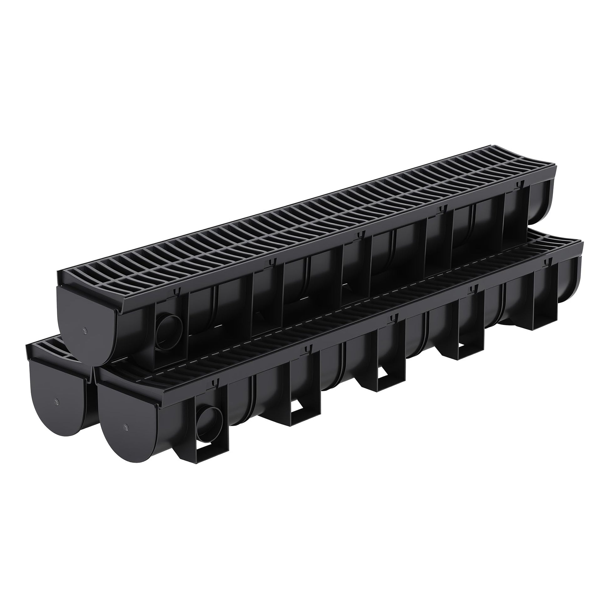Système de caniveau Garvee en plastique PEHD, capacité de charge A125, grille en plastique, ensemble de 3 pièces pour jardin et terrasse
