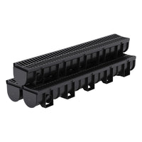 Système de caniveau Garvee en plastique PEHD, capacité de charge A125, grille en plastique, ensemble de 3 pièces pour jardin et terrasse