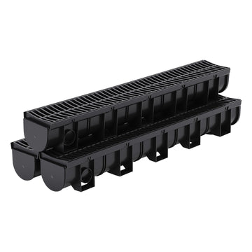 Système de caniveau Garvee en plastique PEHD, capacité de charge A125, grille en plastique, ensemble de 3 pièces pour jardin et terrasse