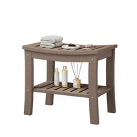 Banc de douche Garvee en PEHD avec étagère pour salle de bain et baignoire, aspect bois, imperméable, résistant aux rayures, polyvalent