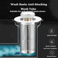Garvee Lot de 2 Bouchons de Lavabo en Acier Inoxydable, Noyau en Cuivre, Filtre Anti-Bouchage avec Panier Amovible, Compatible Lavabos Standards, Argenté, en Boîte