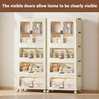 Armoire portable Garvee à 4 niveaux pour enfants avec portes, tringle à vêtements en plastique et 10 cintres pour chambre et salle de jeux