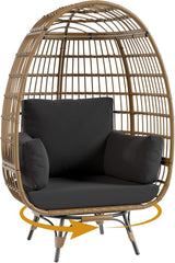 Garvee Fauteuil Œuf Suspendu Pivotant 360° Extérieur, Grand Fauteuil Lounge en Résine Tressée Beige, Structure Acier, pour Patio et Salon - noir