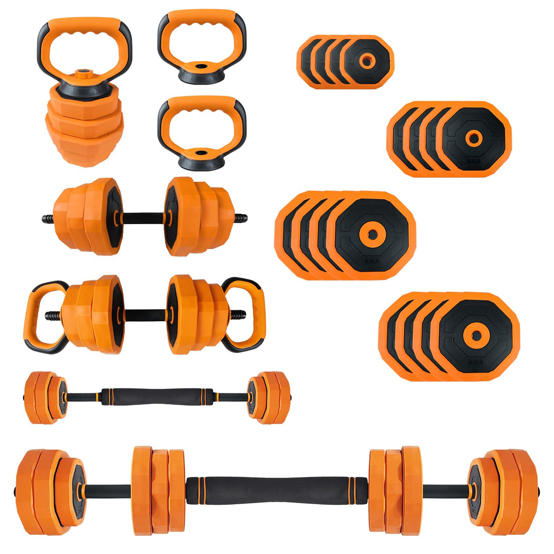 Ensemble d'haltères réglables Garvee 4 en 1, 44-88 lb, multifonctionnel, revêtement PVC, pour salle de sport à domicile, changement rapide, noir