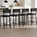 Garvee tabourets de bar ergonomiques avec dossier et repose-pieds, MDF et métal, assise 64 cm en similicuir PU, cuisine et salle à manger, Noir, Lot de 4
