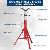 Support de tuyau Garvee à tête en V, capacité de charge de 1134 kg, réglable, acier de 71 à 132 cm, pliable, pour tuyaux de 12,7 à 305 mm, atelier et réparation automobile