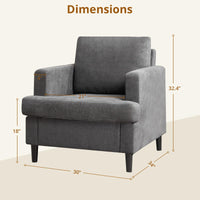 Fauteuil d'appoint moderne Garvee en tissu lin avec pieds robustes en bois, idéal pour le salon et le bureau. Confortablement rembourré et respirant.