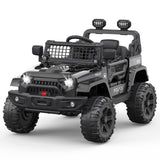 Garvee Voiture électrique enfant 12 V noire, télécommande 2,4 GHz, 4 roues EVA, MP3, phares, klaxon et ceinture, pour 3 à 8 ans - Noir